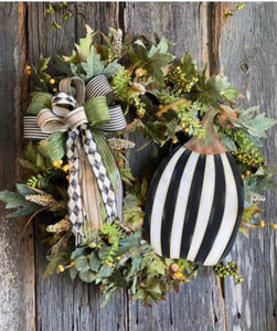 Tall Small Black & White Striped Pumpkin