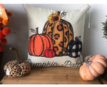 Load image into Gallery viewer, Pumpkin Pillow Leopard, Orange and Buffalo Check
