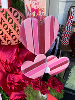 Load image into Gallery viewer, Striped Pink &amp; Red Valentines Day: Metal Hearts
