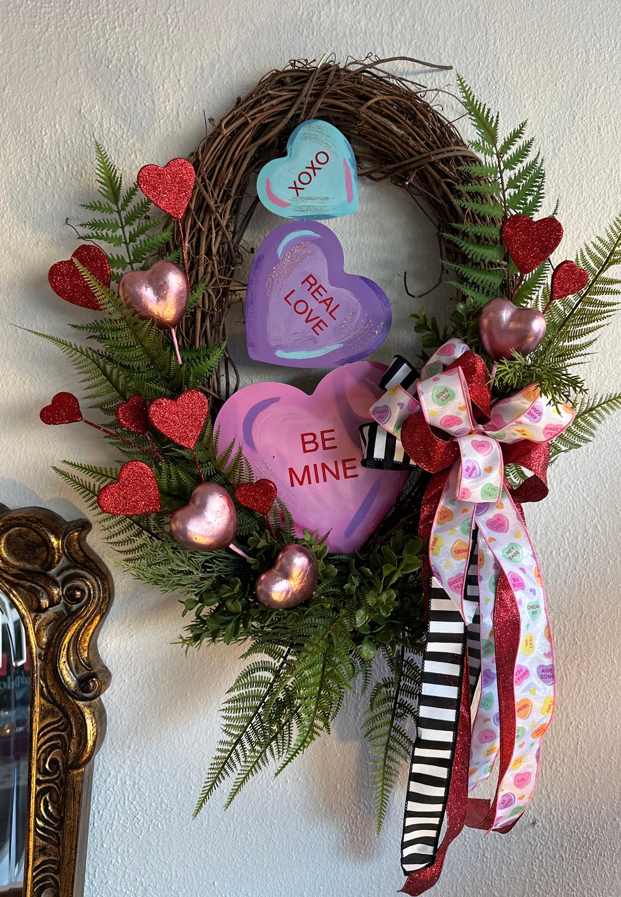 Conversation Hearts Wreath with Hearts