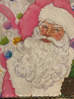 Load image into Gallery viewer, Pretty Pastel Santa Picture with Galvanized Frame on
