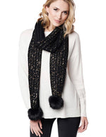 Load image into Gallery viewer, Glam Black &amp; Gold Knit Metallic Scarf with Matching Hat
