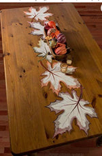 Load image into Gallery viewer, Embroidered Leaf Table Runner
