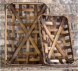 Farmhouse Rustic Set of 2 Tobacco Baskets