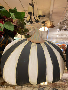 Small Short Black & White Striped Pumpkin Yard Sign