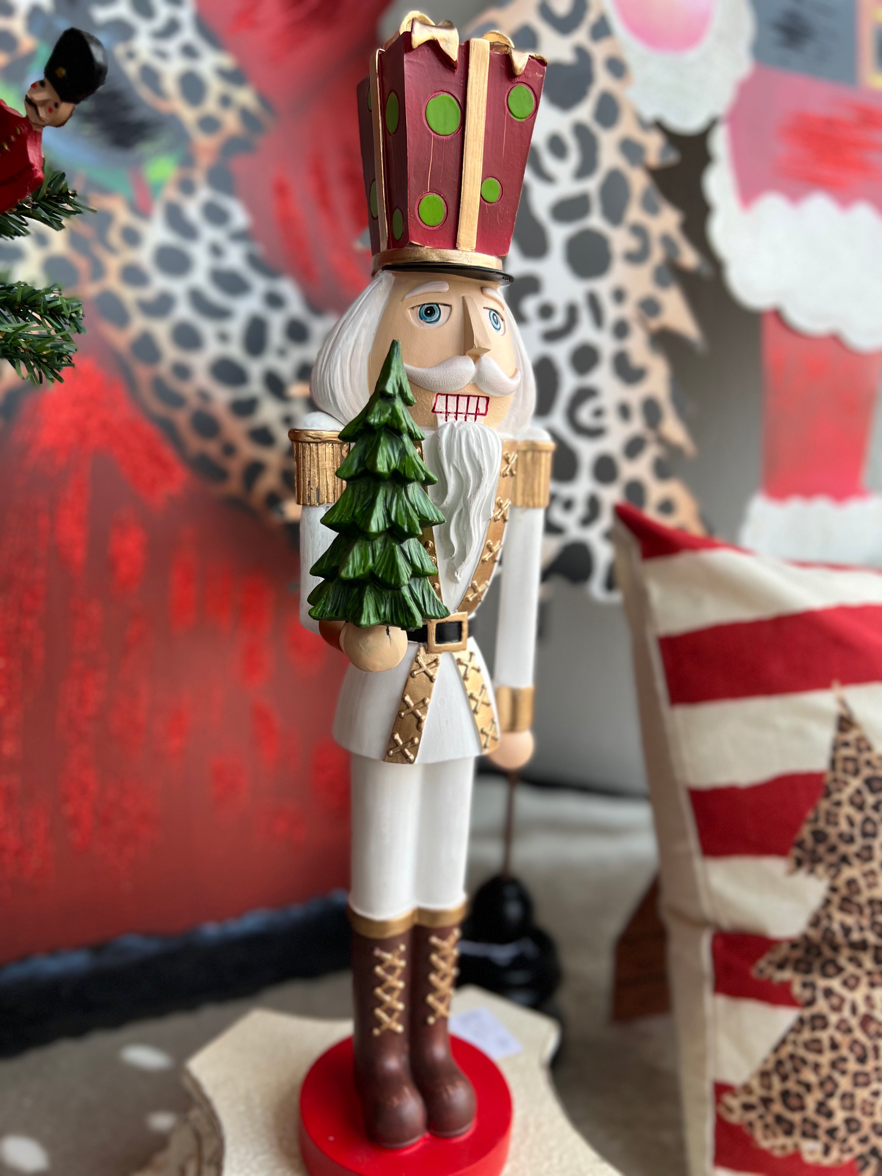 Nutcracker in White Maroon Dark Green and Gold