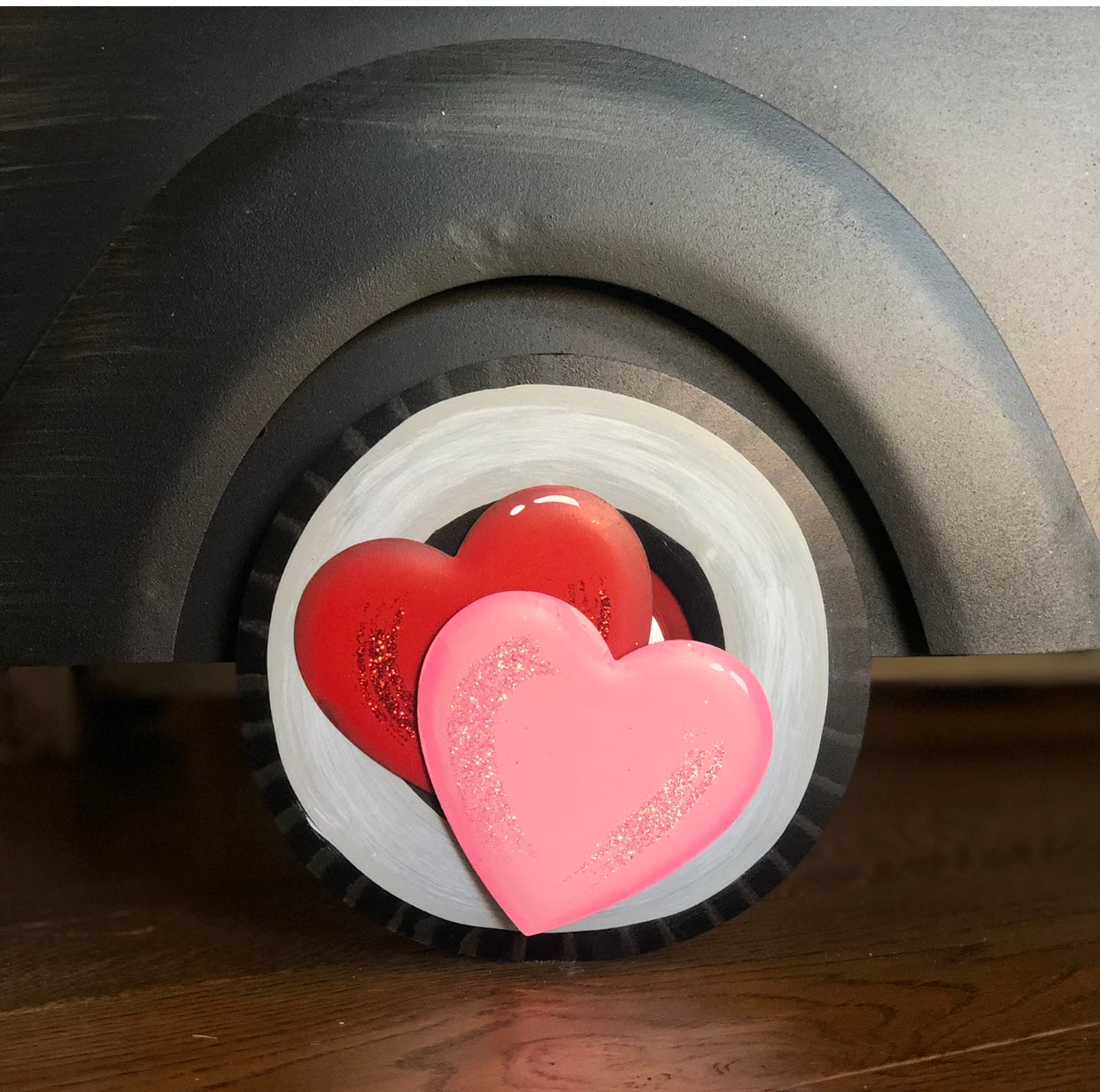 Set of 2 Red & Pink HEARTS Magnets