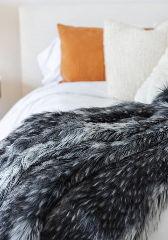 NEW! Smokey Fox Faux Fur Throw