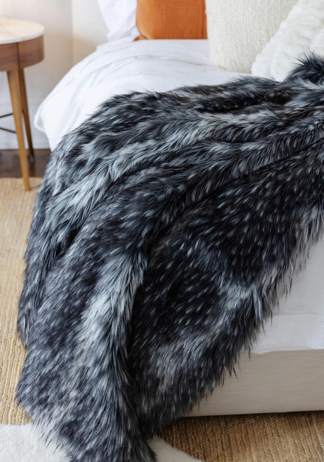 NEW! Smokey Fox Faux Fur Throw