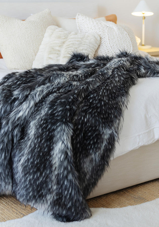 NEW! Smokey Fox Faux Fur Throw