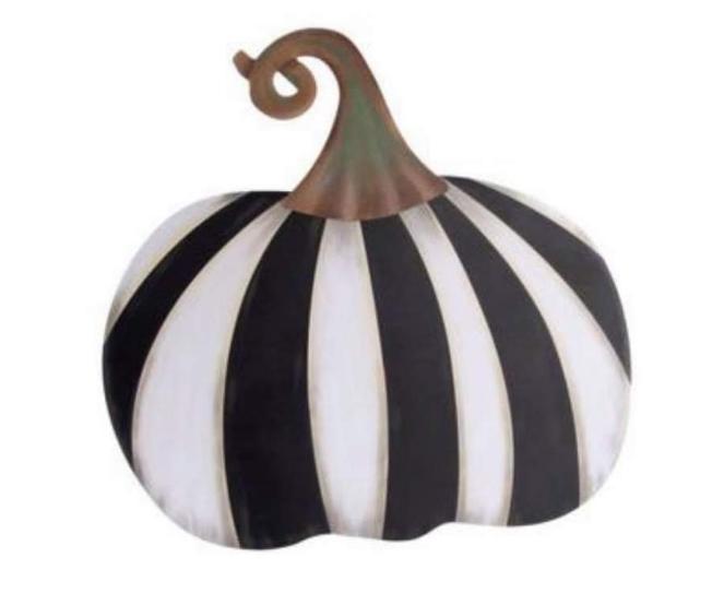 Large Short Black & White Striped Pumpkin Stake