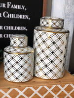 Load image into Gallery viewer, White &amp; Gold Canisters (Set of 2)
